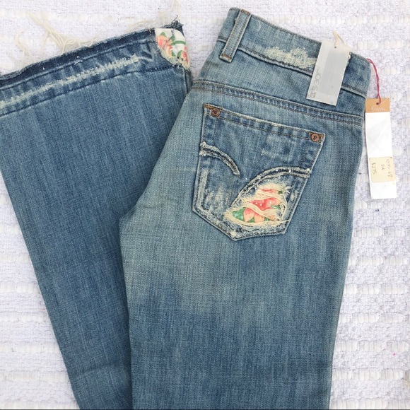Joe's Jeans Denim - Joe’s Jeans Smith Blue Embroidered Distressed Denim Jeans Size 24